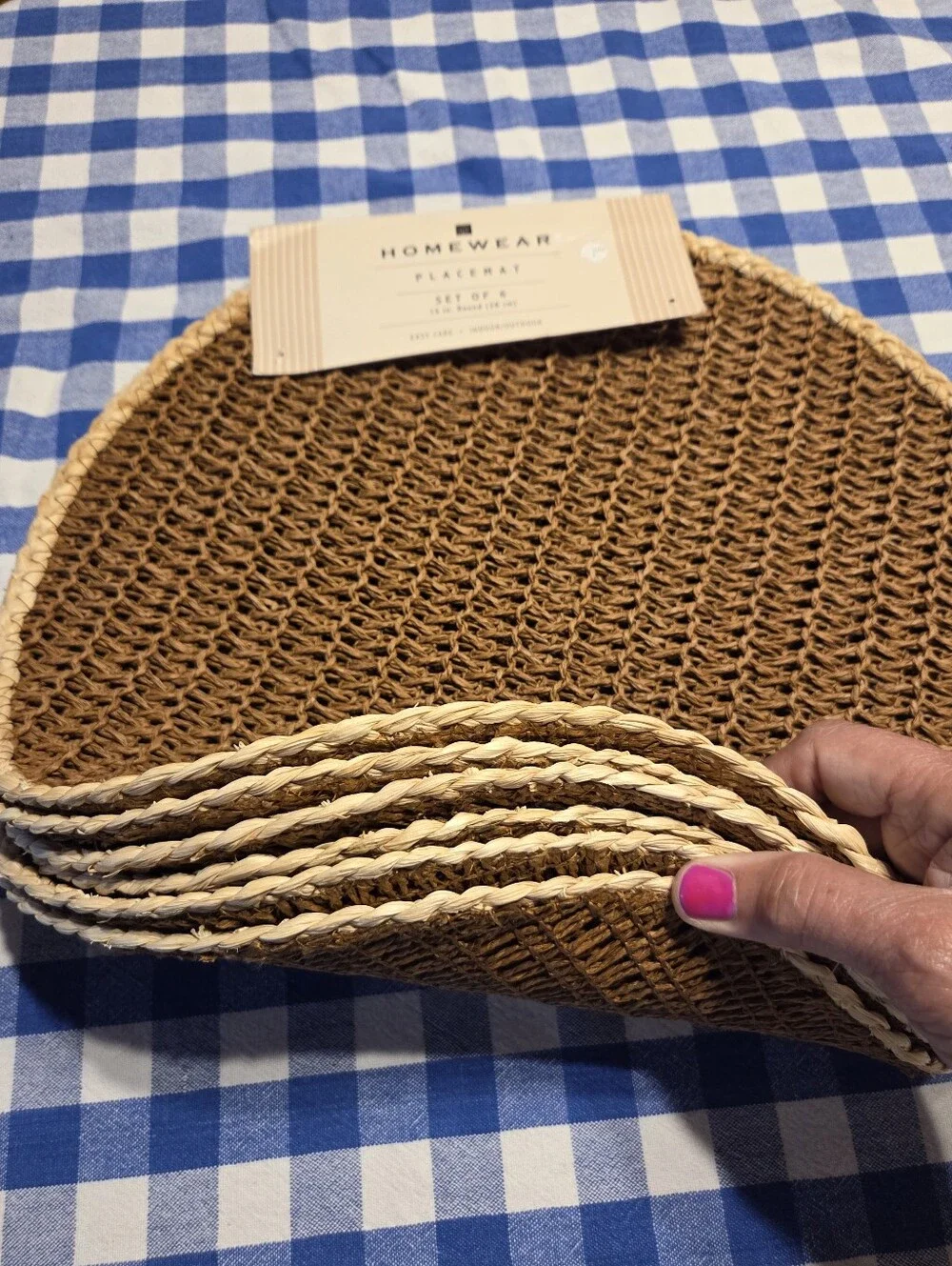 HOMEWEAR Round Woven Placemat Set Of 6